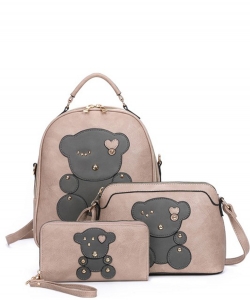 Fashion Bear 3-in-1 Backpack Set BZ-XM21204T3 STONE